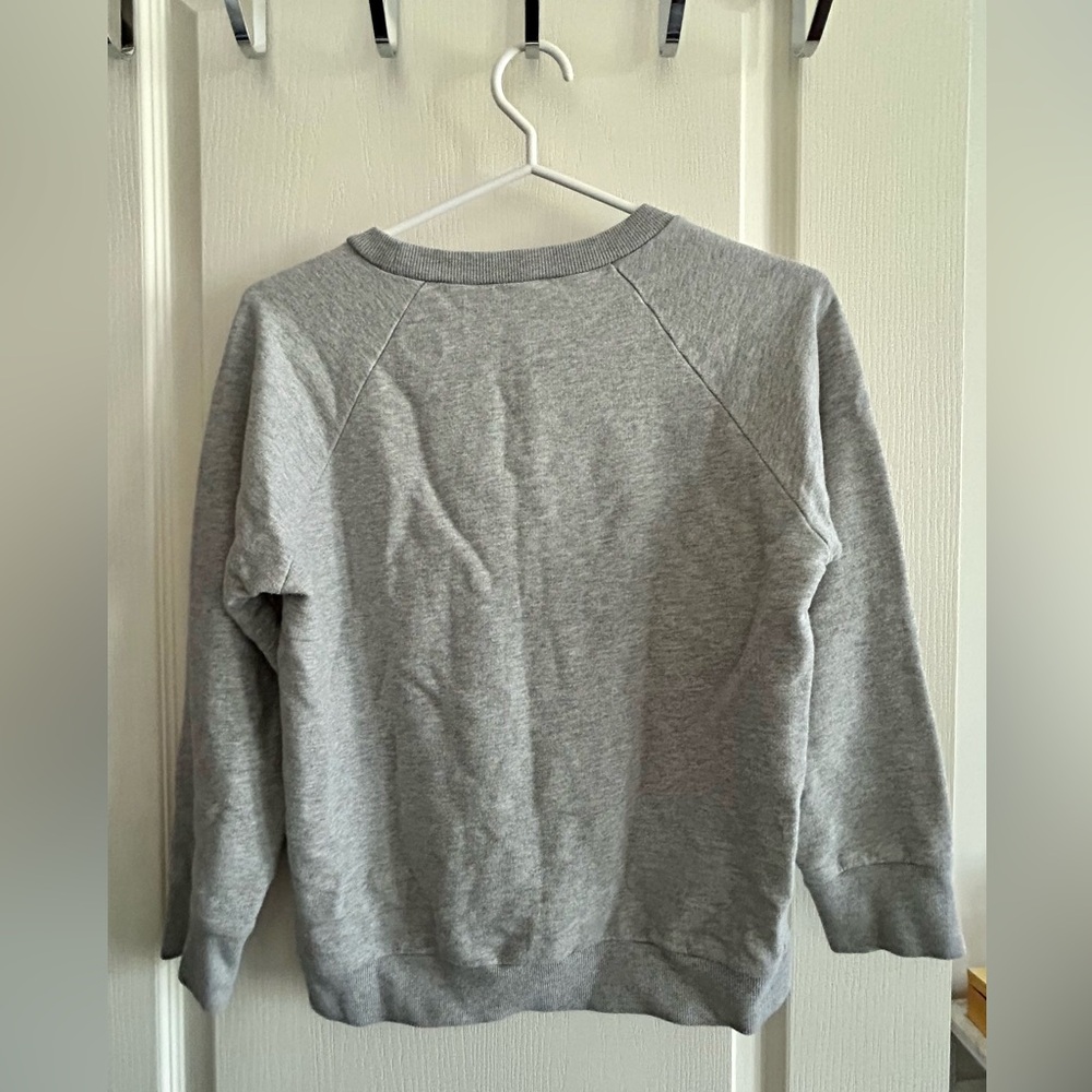 J. Crew Gray Cotton Crewneck Sweater with Brooklyn Print - Picture 2 of 6